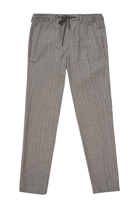 Мужские спортивные брюки из шерсти светло-серые в полоску  арт. MI 2168320-04 Meucci (Италия) - фото. Цвет: Светло-серый в полоску. Купить в интернет-магазине https://shop.meucci.ru
