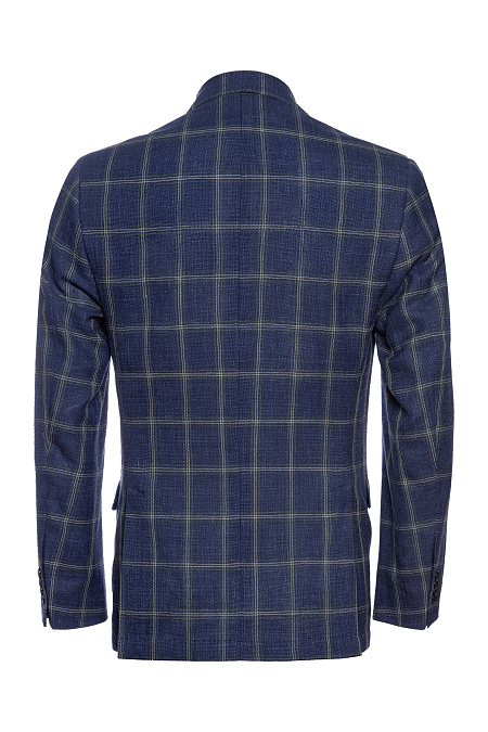 Мужской пиджак синий в клетку из смеси льна и шерсти  Meucci (Италия), арт. MI 1200181/11605 - фото. Цвет: Синий в бежевую клетку. Купить в интернет-магазине https://shop.meucci.ru
