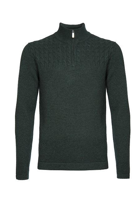 Мужской брендовый джемпер из шерсти мериноса с кашемиром темно-зеленый  арт. CB ZIP/70302023/SM7142 Meucci (Италия) - фото. Цвет: Темно-зеленый. Купить в интернет-магазине https://shop.meucci.ru


