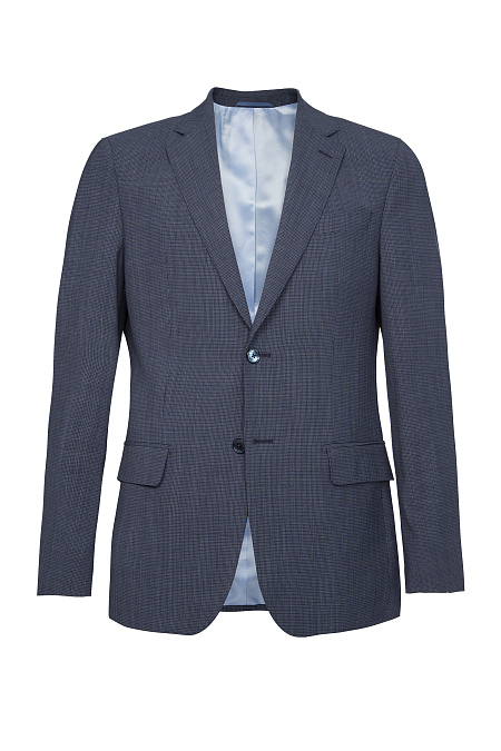 Мужской костюм из тонкой шерсти серо-синего цвета  Meucci (Италия), арт. MI 2200191DR/11055 - фото. Цвет: Серо-синий, мелкая клетка. Купить в интернет-магазине https://shop.meucci.ru

