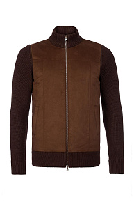 Трикотажная куртка коричневая из шерсти с застежкой на молнию  (SWALC/7M1670)