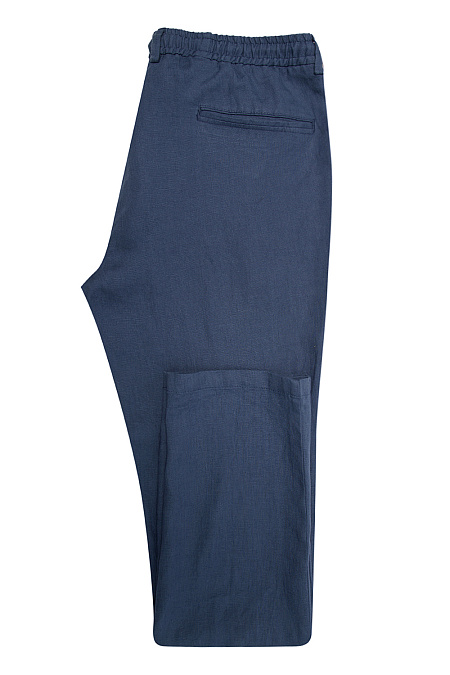 Мужские брюки льняные синего цвета  арт. VB 4673 NAVY Meucci (Италия) - фото. Цвет: Синий. Купить в интернет-магазине https://shop.meucci.ru
