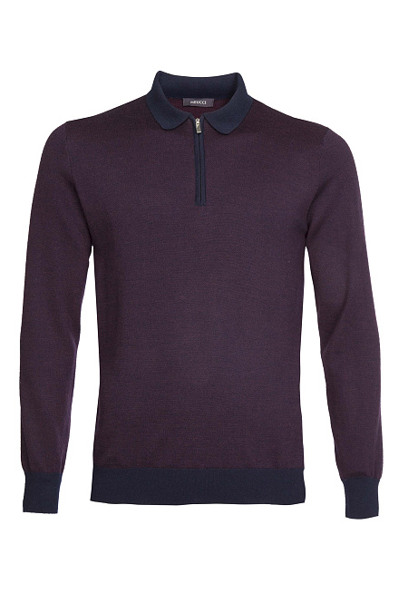 Джемпер-поло фиолетового цвета с застежкой на молнию  для мужчин бренда Meucci (Италия), арт. POLOZ/5E1251/4M0833 - фото. Цвет: Фиолетовый. Купить в интернет-магазине https://shop.meucci.ru
