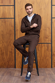 Коричневый спортивный костюм из плотного трикотажа  (SpS A017 BROWN)