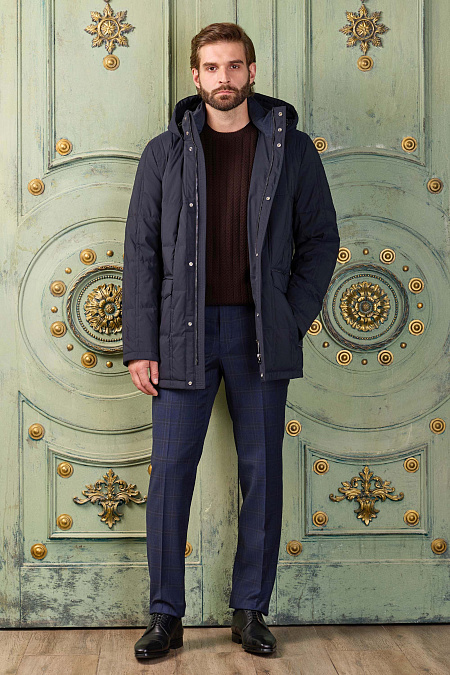 Мужские брюки из шерсти синие в клетку  арт. MI 15936320-02 Meucci (Италия) - фото. Цвет: Синий в клетку. Купить в интернет-магазине https://shop.meucci.ru
