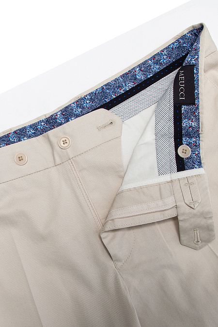 Мужские брюки летние из хлопка светло-бежевые арт. DR 7532 CREMA Meucci (Италия) - фото. Цвет: Светло-бежевый. Купить в интернет-магазине https://shop.meucci.ru
