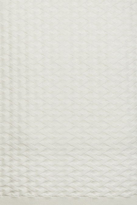 Поло с геометрическим фактурным орнаментом молочного оттенка  для мужчин бренда Meucci (Италия), арт. MEU-2501/DQSS02 - фото. Цвет: Белый с молочным оттенком. Купить в интернет-магазине https://shop.meucci.ru
