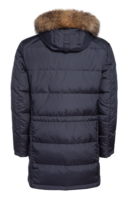 Удлиненный пуховик-парка с капюшоном для мужчин бренда Meucci (Италия), арт. 9880 - фото. Цвет: Темно-синий. Купить в интернет-магазине https://shop.meucci.ru
