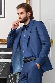 Костюм синего цвета в клетку из тонкой шерсти (MI 2200191EZ/12093)