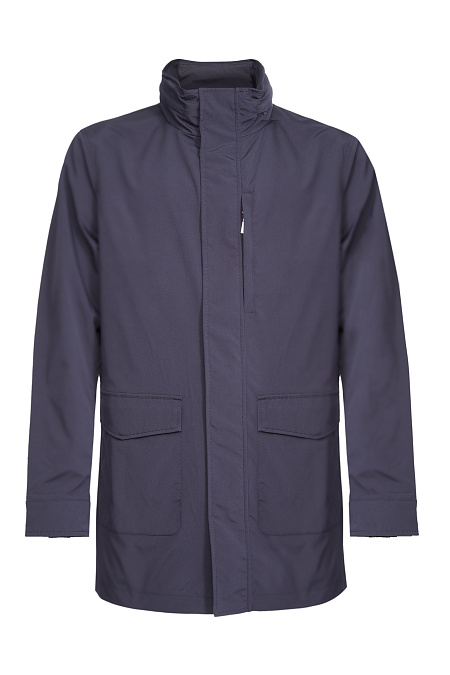 Ветровка синяя со скрытым капюшоном в воротнике  для мужчин бренда Meucci (Италия), арт. M-E-115 Dk.Blue - фото. Цвет: Синий. Купить в интернет-магазине https://shop.meucci.ru
