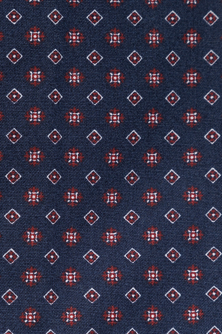 Модная мужская рубашка синего цвета с орнаментом арт. SL 9020 RL PAT 0891/182080 от Meucci (Италия) - фото. Цвет: Синий, красно-белый орнамент. Купить в интернет-магазине https://shop.meucci.ru

