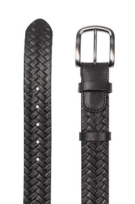 Кожаный ремень тисненый черный (201067309-100)
