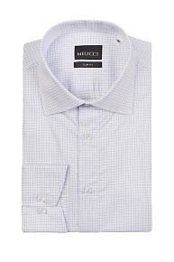 Рубашка белая в синюю клетку из хлопка Sea Island  (SL 10224070/301042)