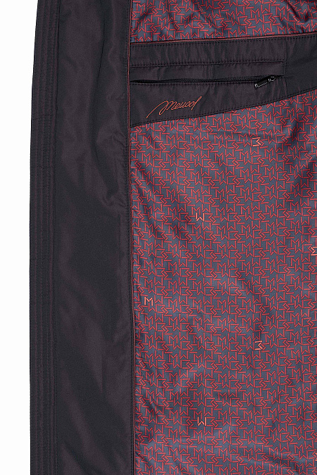 Пуховик черно-коричневого цвета с капюшоном и опушкой из меха для мужчин бренда Meucci (Италия), арт. 5160 - фото. Цвет: Черно-коричневый. Купить в интернет-магазине https://shop.meucci.ru
